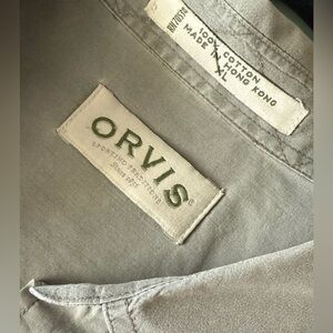Orvis Short Sleeve Button Up Shirt Two Front Pockets 100% Cotton Mens size XL